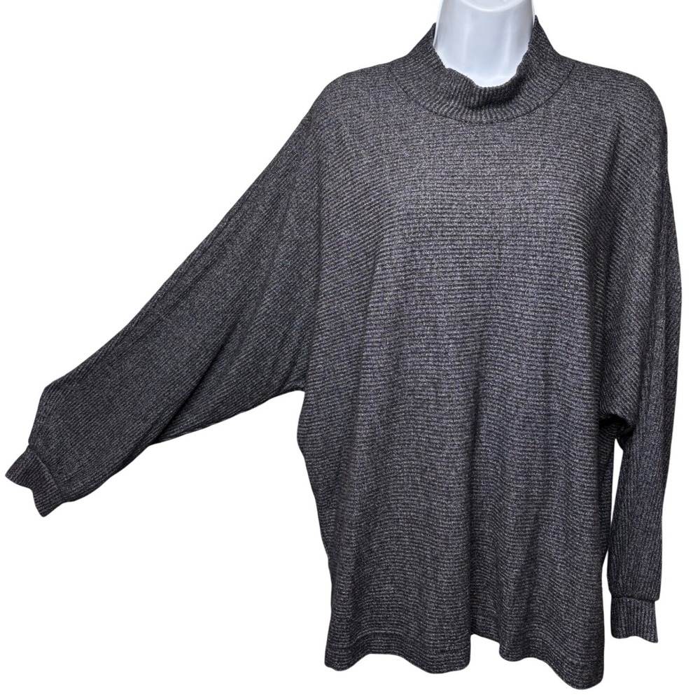 BANANA REPUBLIC Womens Gray Mock Neck Dolman Sleeve Sweater L Ribbed Knit Modern